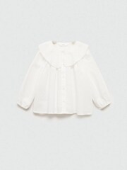 Mango White Embroidered Details 100% Cotton Blouse - Image 5 of 6