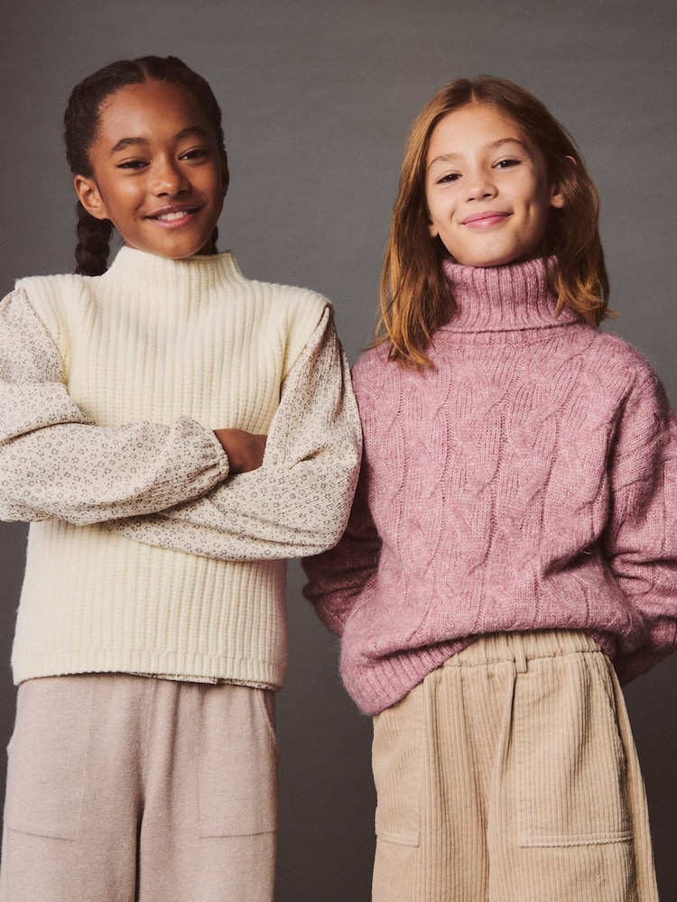 Mango Cream Knitted High Neck Vest - Image 1 of 4