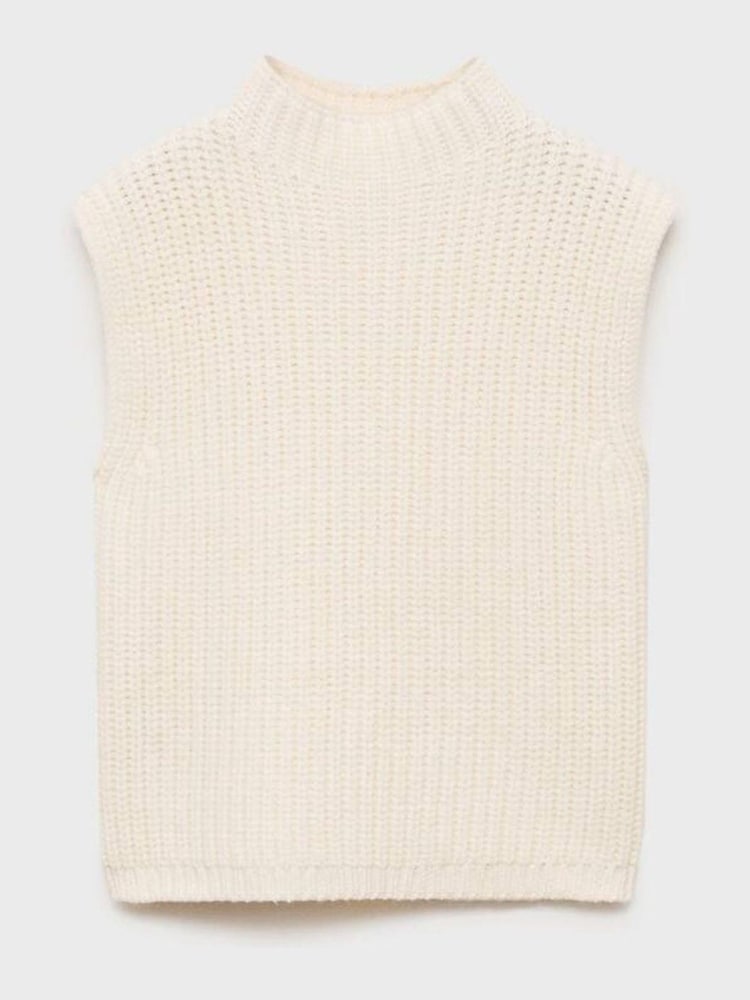 Mango Cream Knitted High Neck Vest - Image 2 of 4