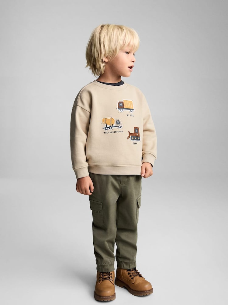 Mango Brown 100% Cotton Truck Printed Sweatshirt - Image 1 of 7