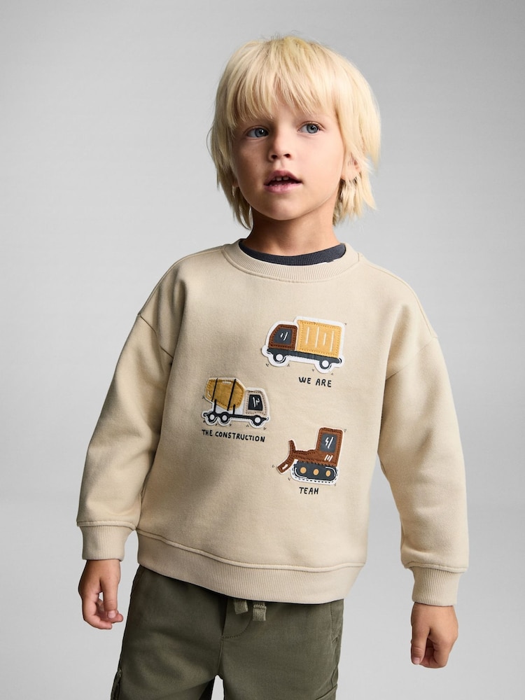 Mango Brown 100% Cotton Truck Printed Sweatshirt - Image 2 of 7