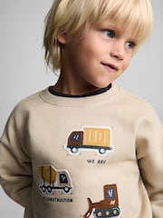 Mango Brown 100% Cotton Truck Printed Sweatshirt - Image 4 of 7