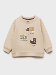 Mango Brown 100% Cotton Truck Printed Sweatshirt - Image 5 of 7