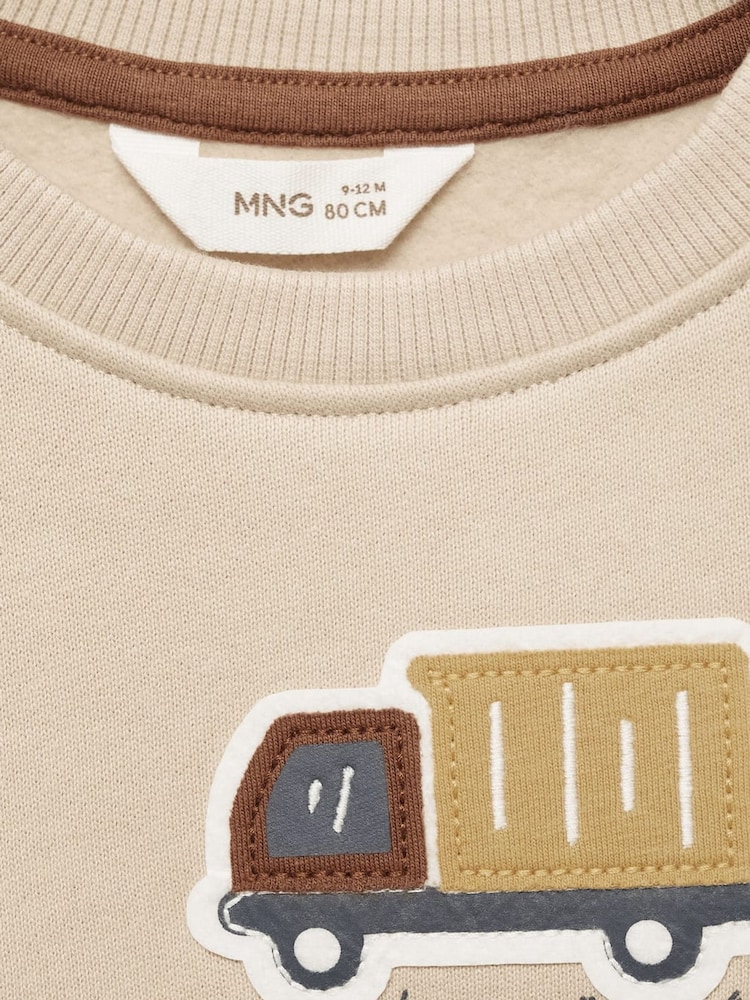 Mango Brown 100% Cotton Truck Printed Sweatshirt - Image 7 of 7