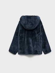 Mango Navy Girls Faux Fur Buttoned Coat - Image 4 of 5