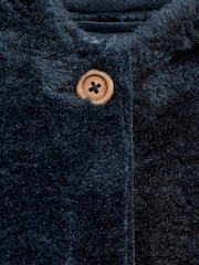 Mango Navy Girls Faux Fur Buttoned Coat - Image 5 of 5