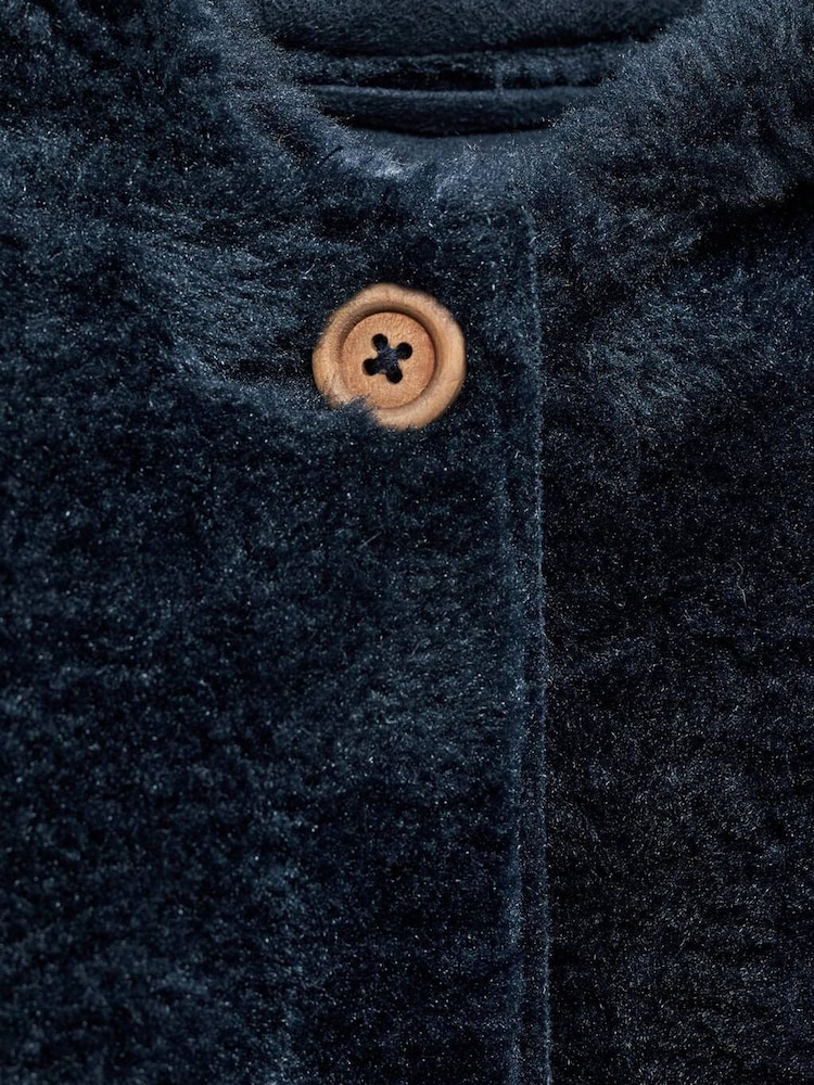 Mango Navy Girls Faux Fur Buttoned Coat - Image 5 of 5 Mango Navy Girls Faux Fur Buttoned Coat - Image 5 of 5