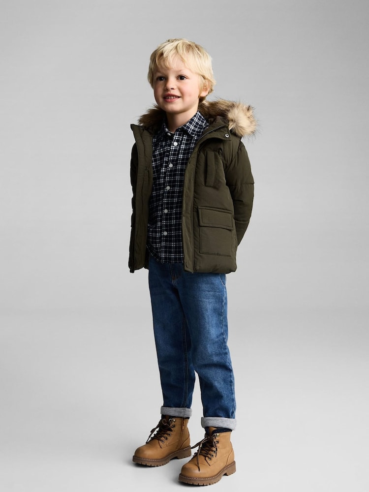 Mango Khaki Green Fleece-Lined Quilted Anorak - Image 1 of 5