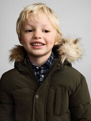Mango Khaki Green Fleece-Lined Quilted Anorak - Image 3 of 5