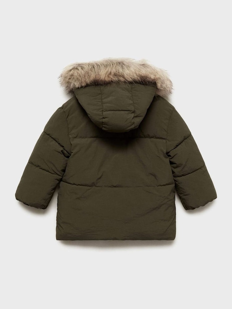 Mango Khaki Green Fleece-Lined Quilted Anorak - Image 5 of 5