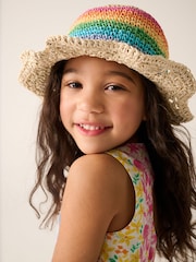 Little Bird by Jools Oliver Multi Rainbow Straw Hat - Image 1 of 6