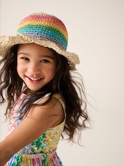 Little Bird by Jools Oliver Multi Rainbow Straw Hat - Image 2 of 6