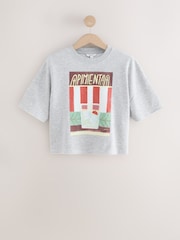 Grey Hand Painted Pimienta Cocktaill Graphic Print Short Sleeve Boxy Heavyweight T-Shirt - Image 4 of 6