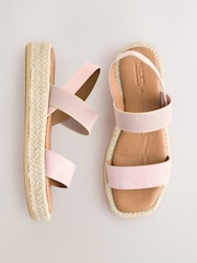 وردي جلد - صندل بنعل مسطح Raffia من Forever Comfort® - صورة 1 من 8