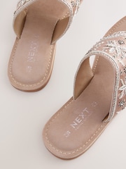 Pink Suede Standard/Wide Fit Forever Comfort® Chunky Beaded Toe Thong Sandals - Image 7 of 7