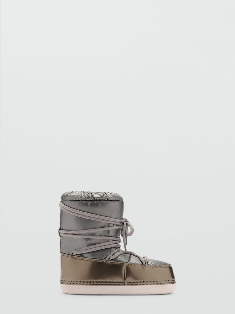 Mango Grey Metallic Snow Boots - Image 1 of 3 Mango Grey Metallic Snow Boots - Image 1 of 3