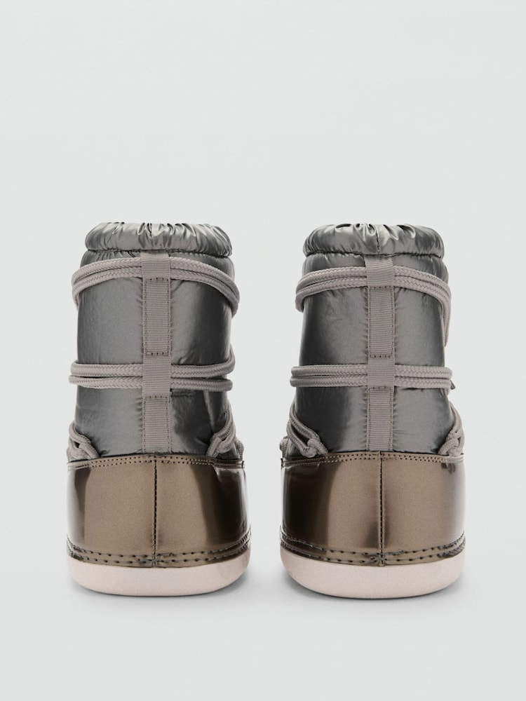 Mango Grey Metallic Snow Boots - Image 3 of 3 Mango Grey Metallic Snow Boots - Image 3 of 3