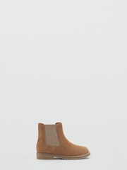 Mango Brown Flat Leather Ankle Boots - Image 1 of 3