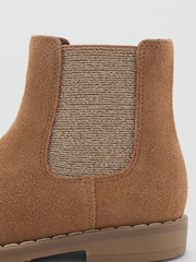 Mango Brown Flat Leather Ankle Boots - Image 3 of 3