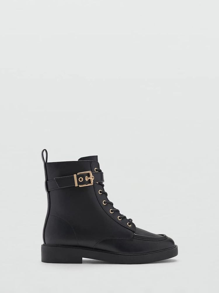Mango Black Buckle Boots - Image 2 of 4 Mango Black Buckle Boots - Image 2 of 4