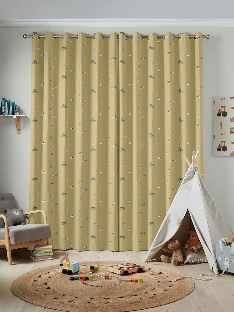 Sophie Allport Mustard Yellow On the Farm Made to Measure 100% Cotton Curtains - Image 2 of 9