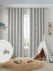 Sophie Allport Soft Grey On the Farm Made to Measure 100% Cotton Curtains - Image 1 of 9