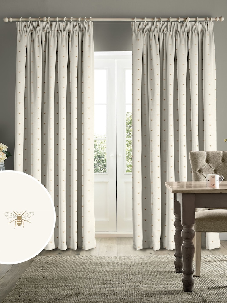 Sophie Allport Cream Bees Silhouette Made to Measure 100% Cotton Curtains - Image 1 of 9