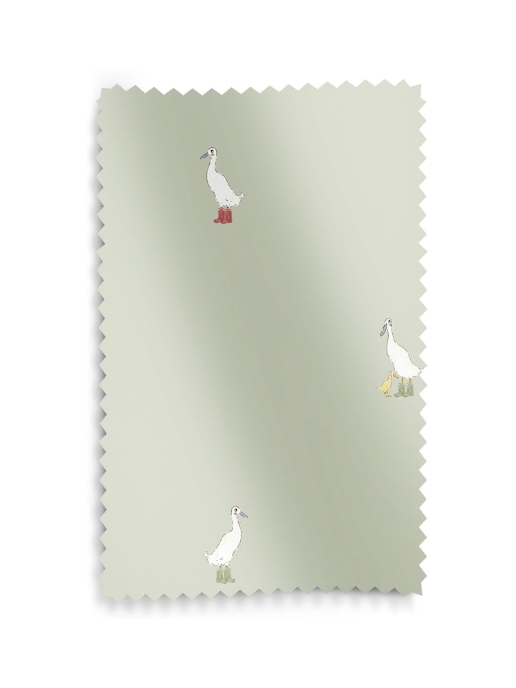 Sophie Allport Sage Green Running Ducks Made to Measure 100% Cotton Curtains - Image 9 of 9
