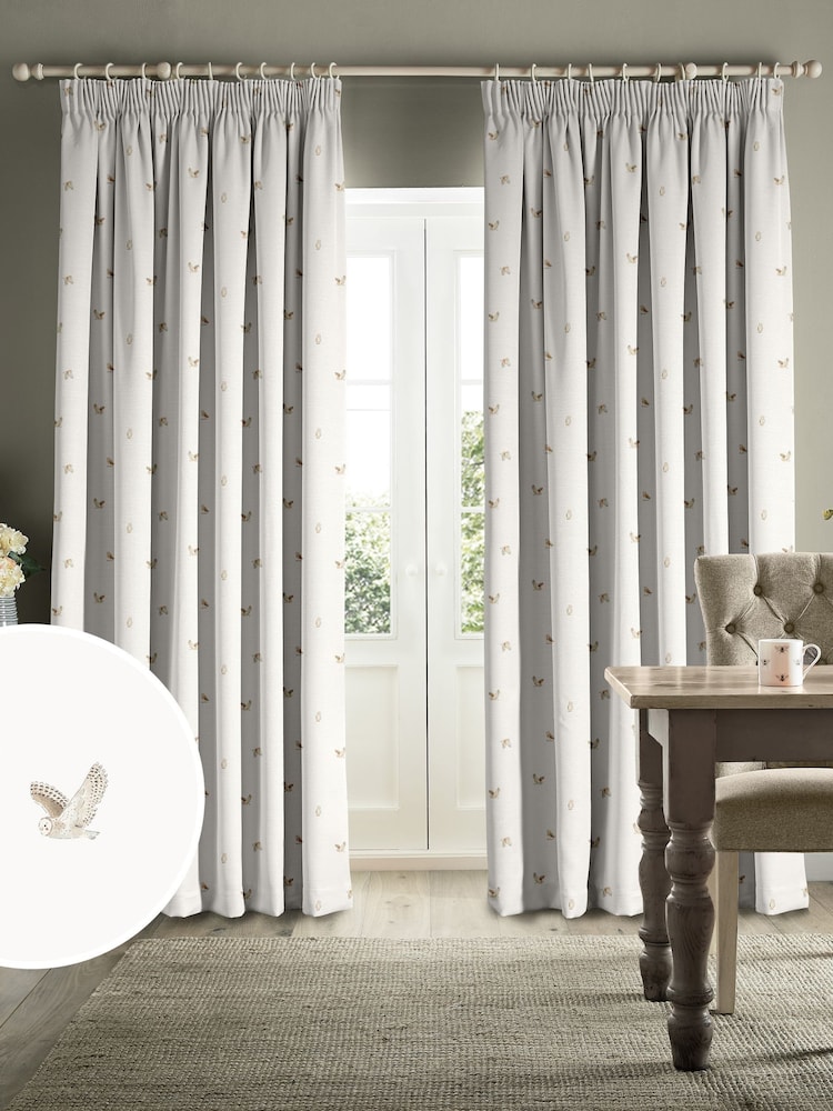 Sophie Allport Off White Snowy Owls Made to Measure Curtains - Image 1 of 1