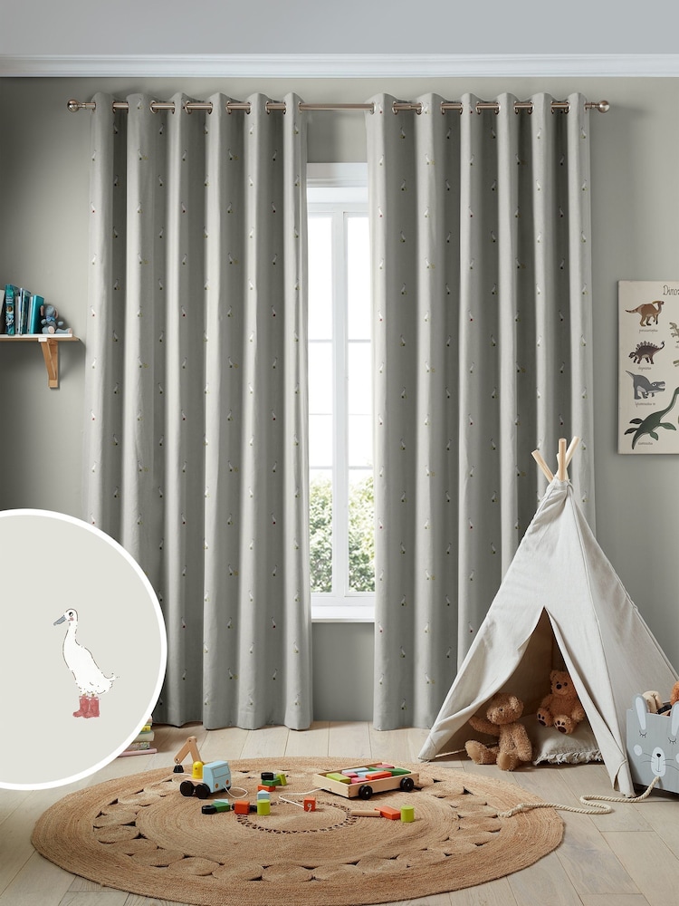 Sophie Allport Grey Running Ducks Made to Measure Curtains - Image 1 of 9