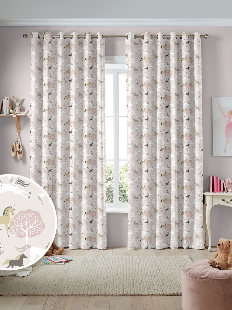 Sophie Allport Soft Pink Forest Ponies Made to Measure Curtains - Image 1 of 9