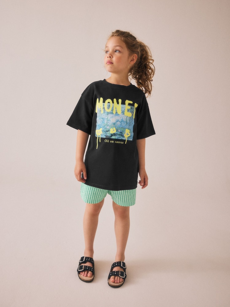 Black Oversized 100% Cotton Monet Artist License T-Shirt (3-16yrs) - Image 2 of 7 Black Oversized 100% Cotton Monet Artist License T-Shirt (3-16yrs) - Image 2 of 7