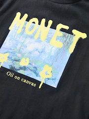 Black Oversized 100% Cotton Monet Artist License T-Shirt (3-16yrs) - Image 6 of 7