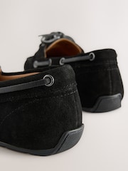 Black Extra Wide Fit Forever Comfort® Leather Round Toe Slim Boat Shoes - Image 10 of 10