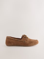 Tan Brown Extra Wide Fit Forever Comfort® Leather Round Toe Slim Boat Shoes - Image 6 of 9