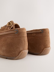 Tan Brown Extra Wide Fit Forever Comfort® Leather Round Toe Slim Boat Shoes - Image 8 of 9