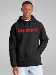 All + Every Black Mens Chucky Classic Logo Dripping Blood Hooded Sweatshirt - Image 1 of 4