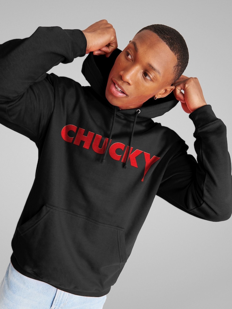 All + Every Black Mens Chucky Classic Logo Dripping Blood Hooded Sweatshirt - Image 2 of 4