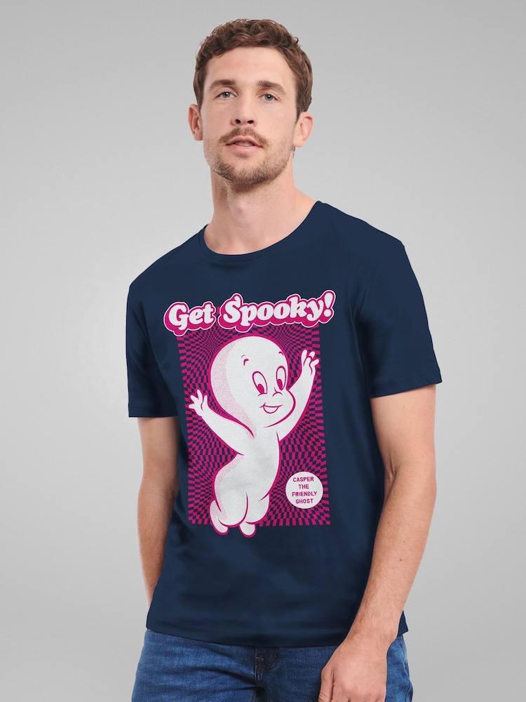 All + Every Blue Mens Casper The Friendly Ghost Get Spooky 100% Cotton T-Shirt - Image 1 of 4