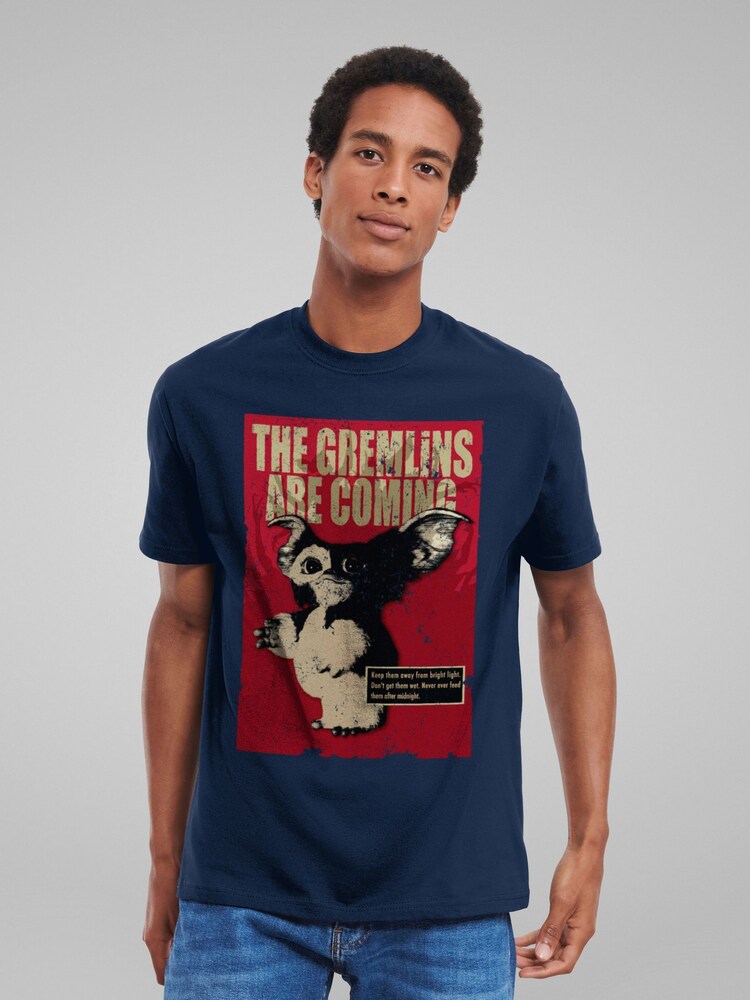 All + Every Blue Mens Gremlins Gizmo They Are Coming 100% Cotton T-Shirt - Image 1 of 4