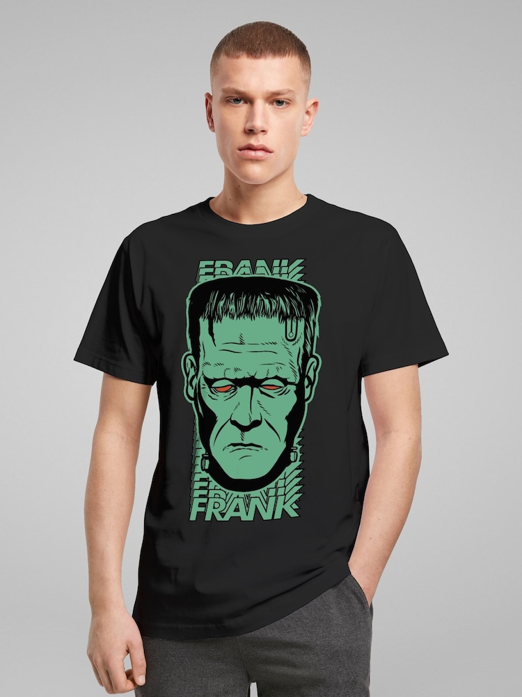 All + Every Black Mens Frankenstein Frank Red Eyes 100% Cotton T-Shirt - Image 2 of 4
