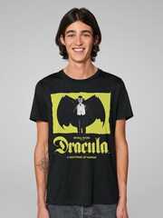 All + Every Black chrome Mens Dracula A Motion Picture 100% Cotton T-Shirt - Image 1 of 4