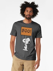 All + Every Grey Mens Peanuts Halloween Boo Snoopy 100% Cotton T-Shirt - Image 1 of 4