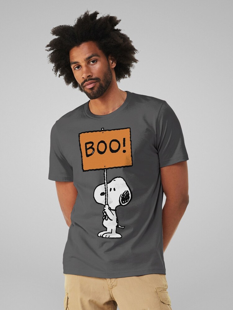All + Every Grey Mens Peanuts Halloween Boo Snoopy 100% Cotton T-Shirt - Image 2 of 4