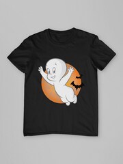 All + Every Black Mens Casper The Friendly Ghost Get Spooky 100% Cotton T-Shirt - Image 3 of 4