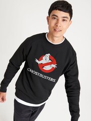 All + Every Black Mens Ghostbusters Classic Movie Logo 100% Cotton Sweatshirt - Image 2 of 4