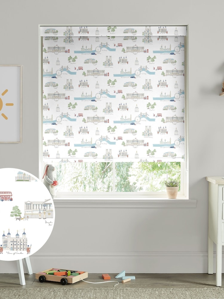 Sophie Allport White and Blue London Scene Made to Measure Roller Blind - Image 1 of 4