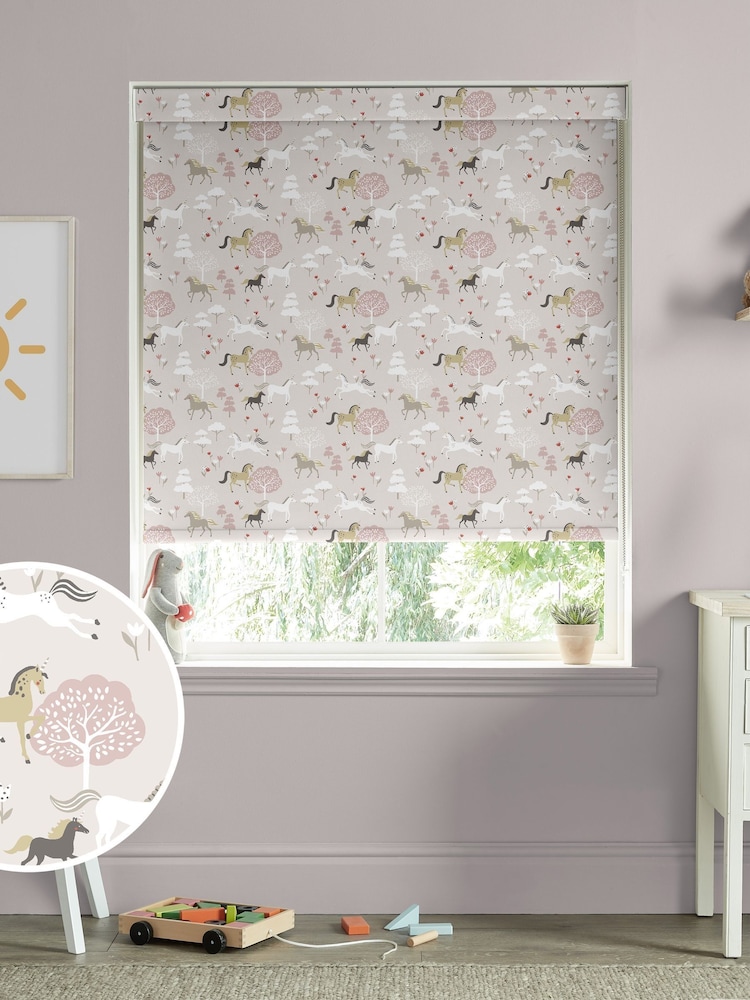 Sophie Allport Soft Pink Forest Ponies Made to Measure Roller Blind - Image 1 of 6