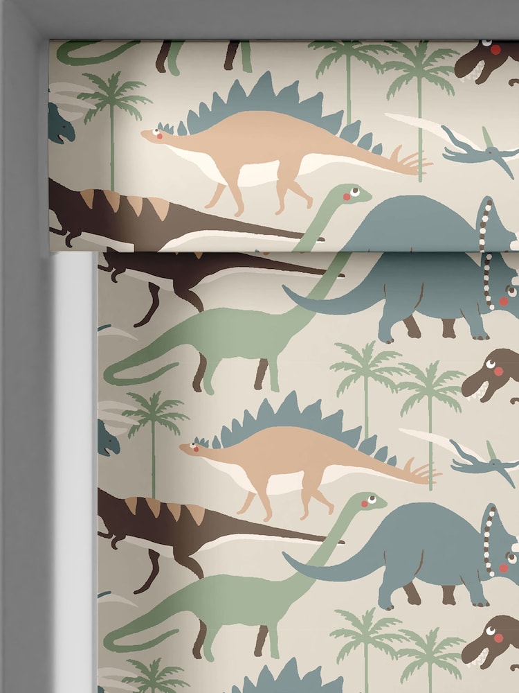 Sophie Allport Natural and Khaki Green Dinosaur Camo Made to Measure Roller Blind - Image 2 of 2