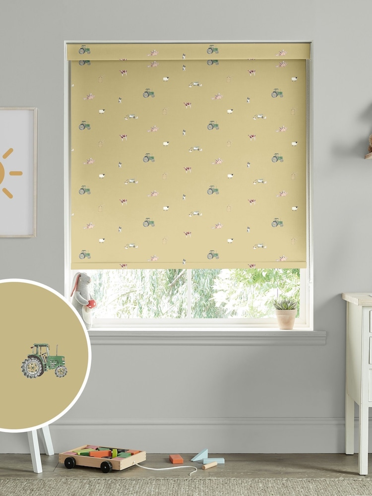 Sophie Allport Mustard Yellow On the Farm Made to Measure Roller Blind - Image 1 of 2